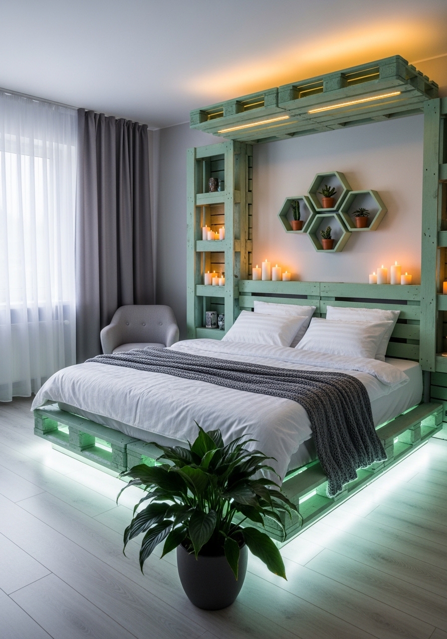 Modern Wooden Pallet Bedroom Retreat 🌿 (2)