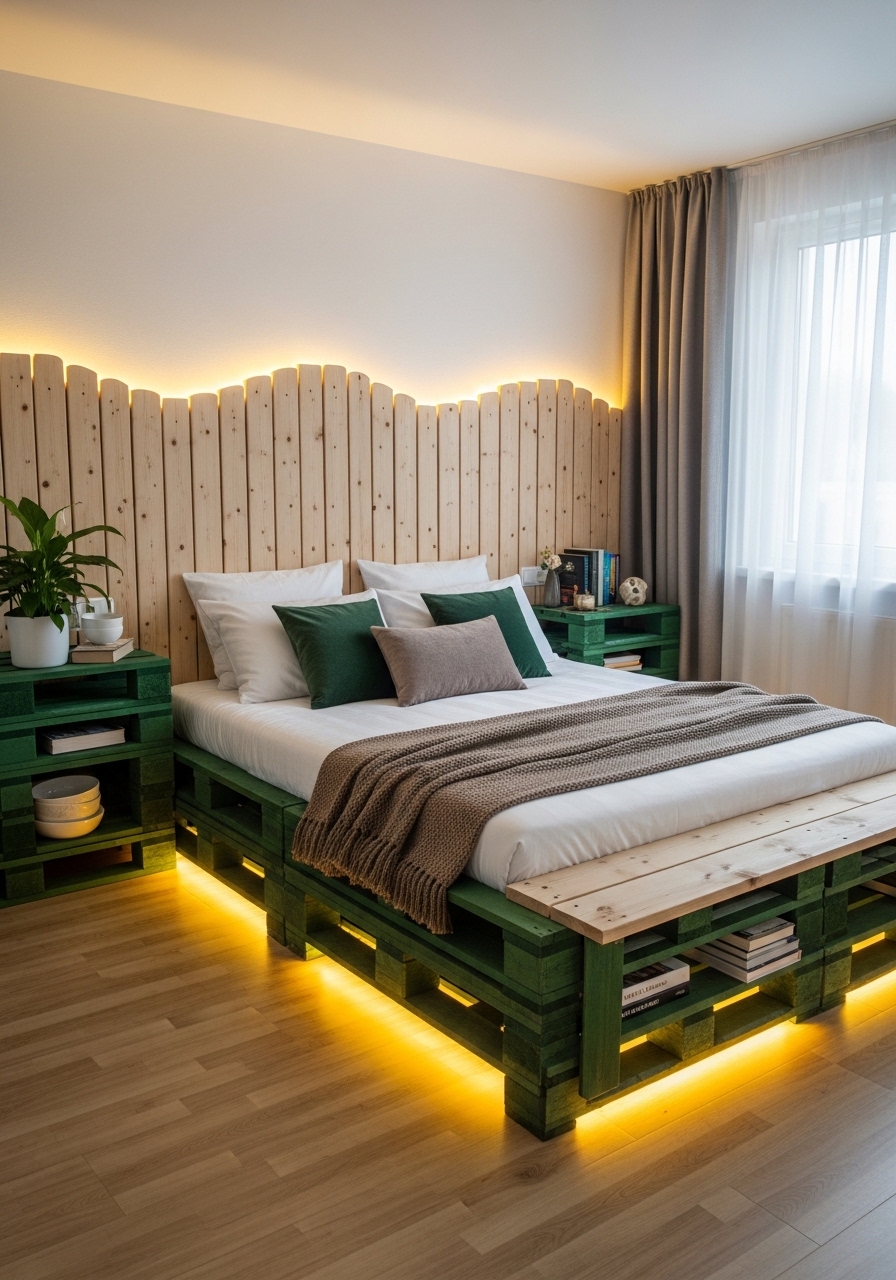 Modern Wooden Pallet Bedroom Retreat 🌿 (23)