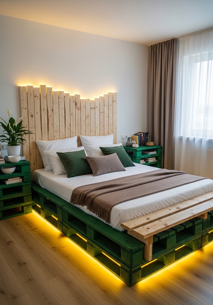 Modern Wooden Pallet Bedroom Retreat 🌿 (24)