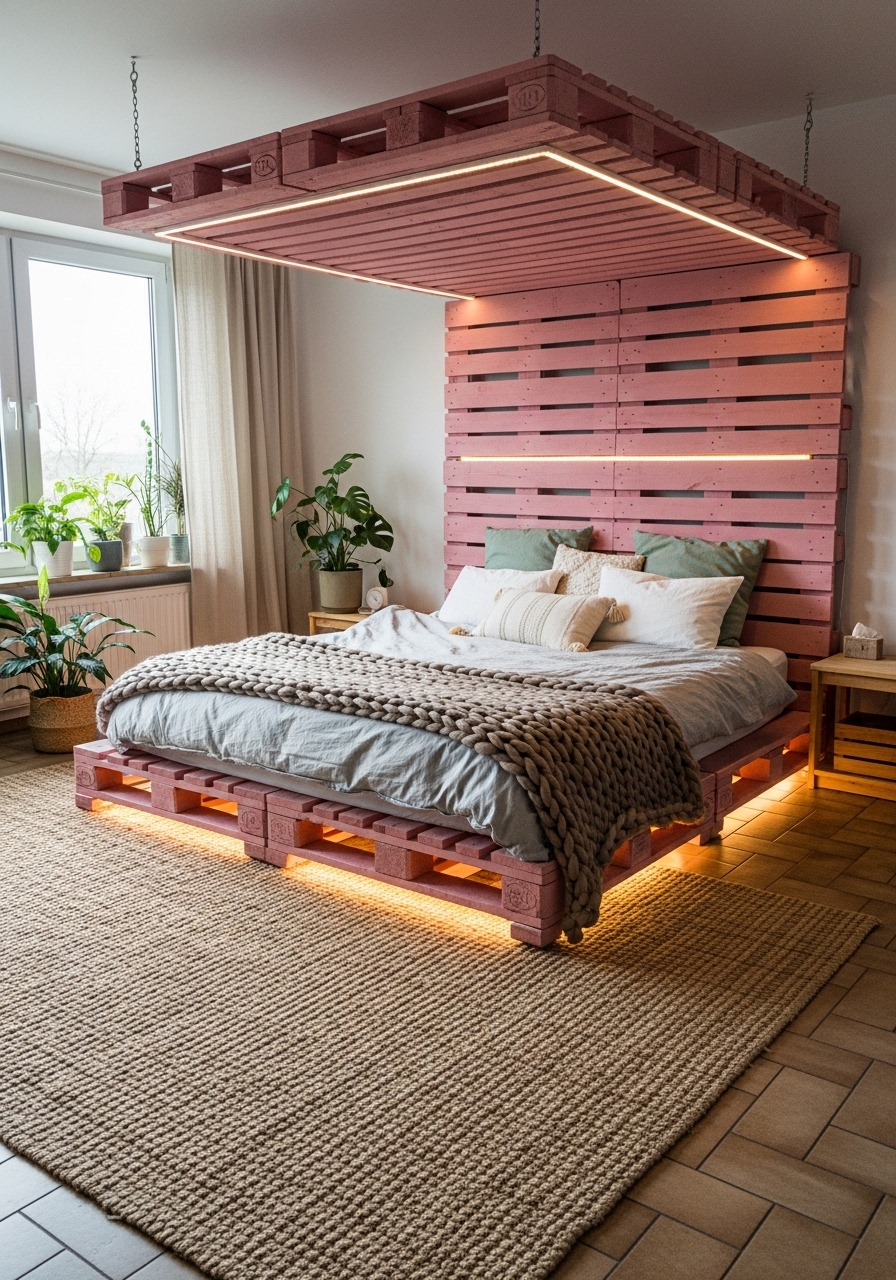 Modern Wooden Pallet Bedroom Retreat 🌿 (3)