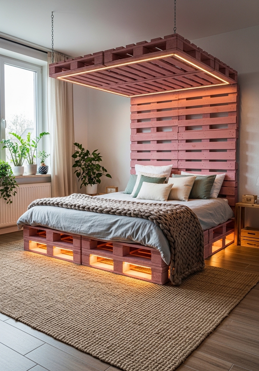 Modern Wooden Pallet Bedroom Retreat 🌿 (4)