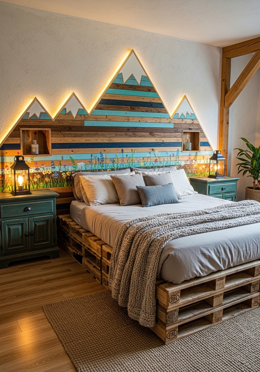 Modern Wooden Pallet Bedroom Retreat 🌿 (5)