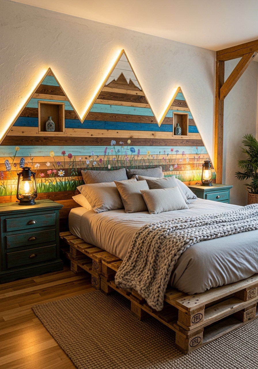 Modern Wooden Pallet Bedroom Retreat 🌿 (6)