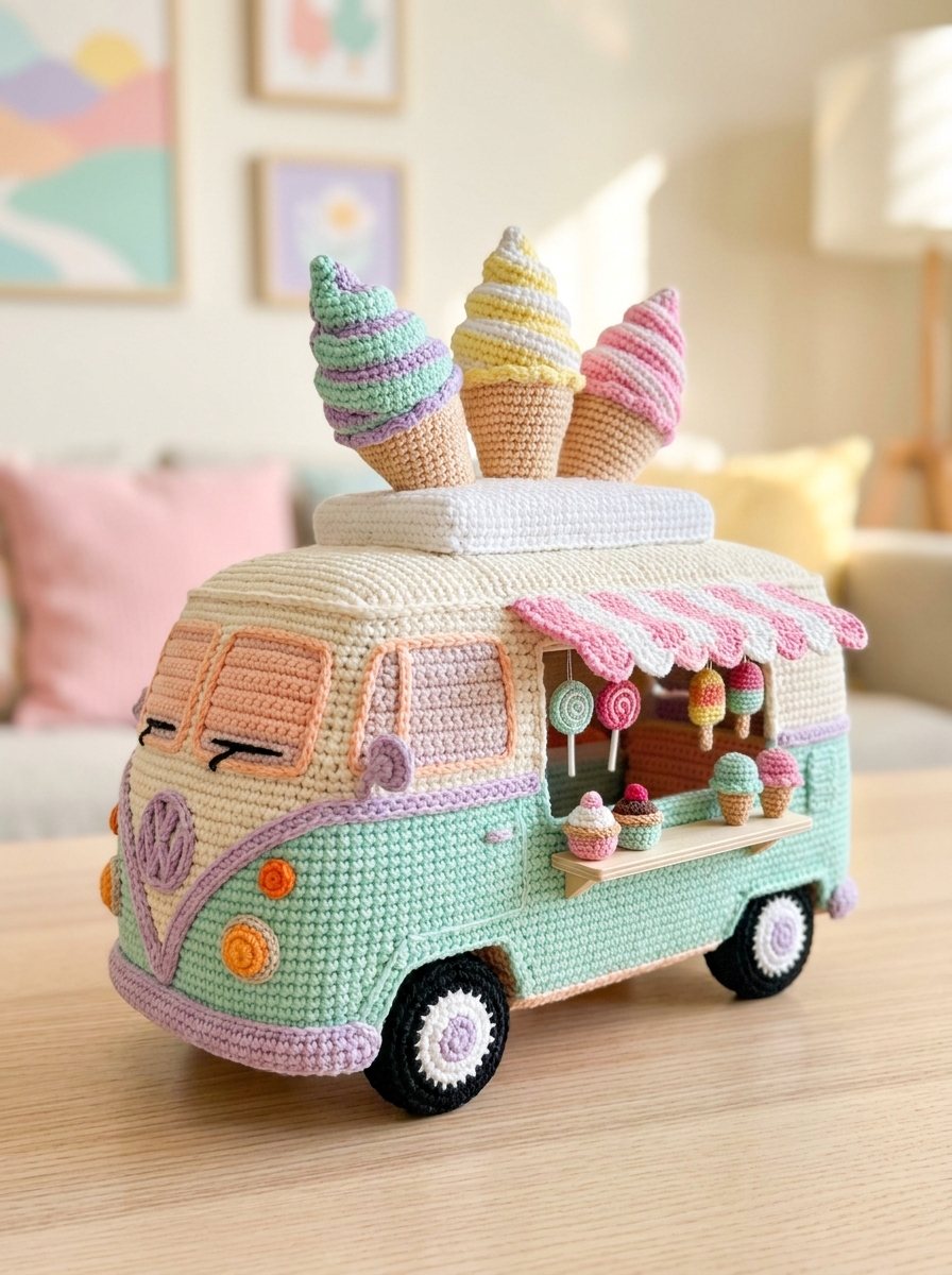 How to Make This Crochet Ice Cream Van Pattern
