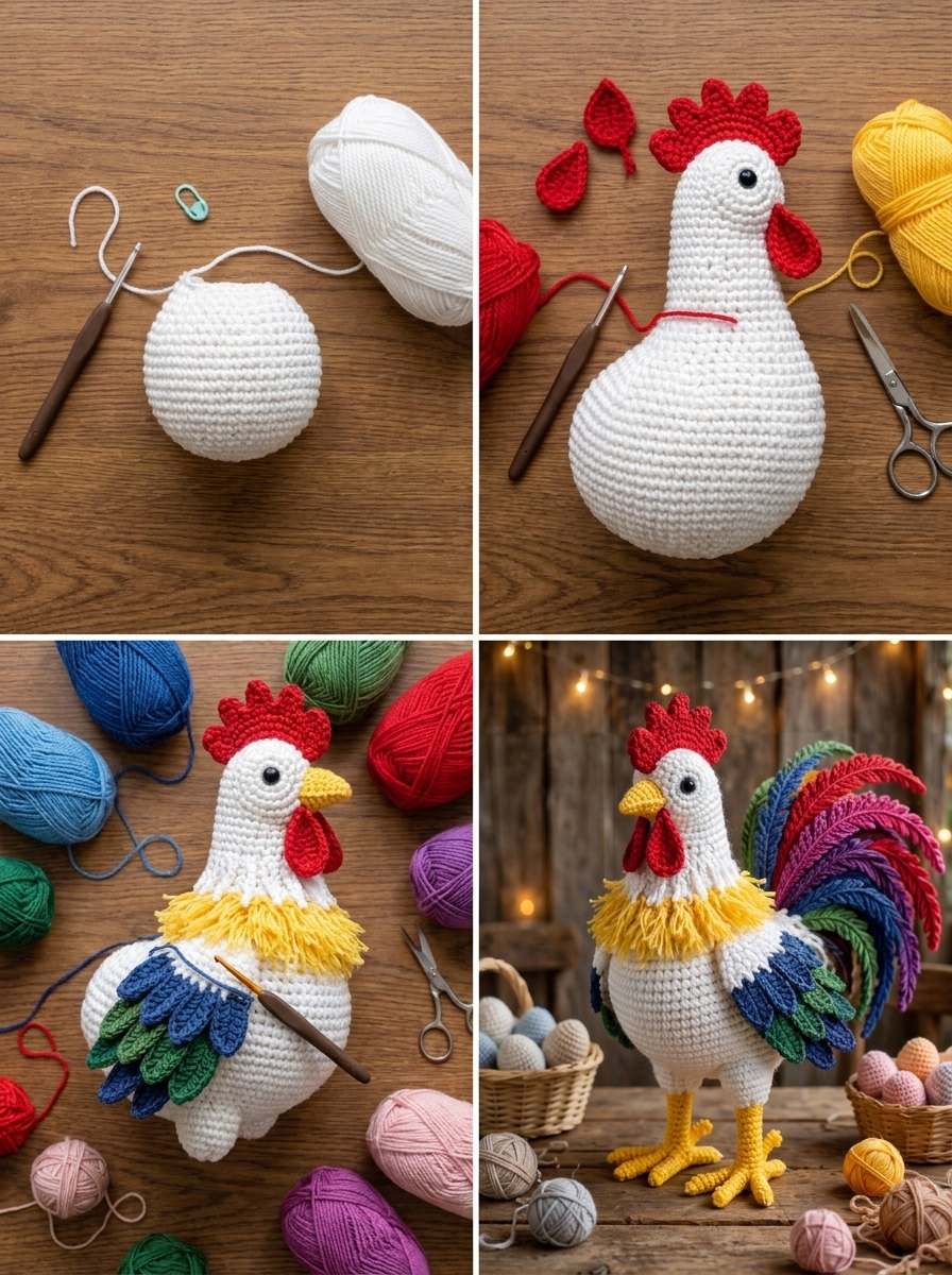 Crochet Rooster Amigurumi Pattern (2)