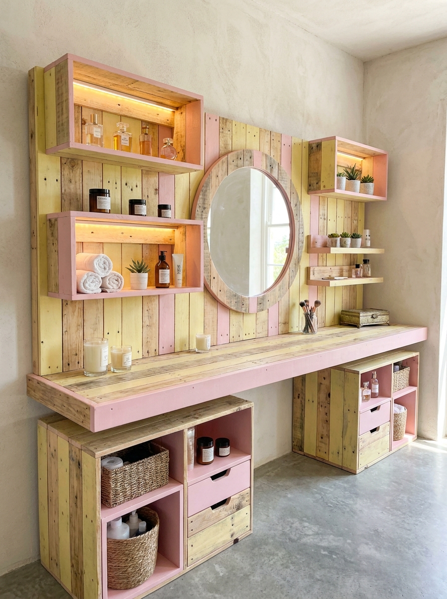DIY Pallet Vanity Designs for Bedroom & Bathroom (19)