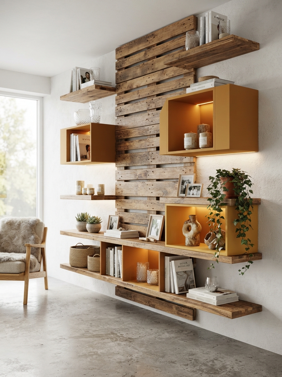 Modern Wooden Pallet Wall Shelves Creative DIY Storage & Decor Inspiration (10)