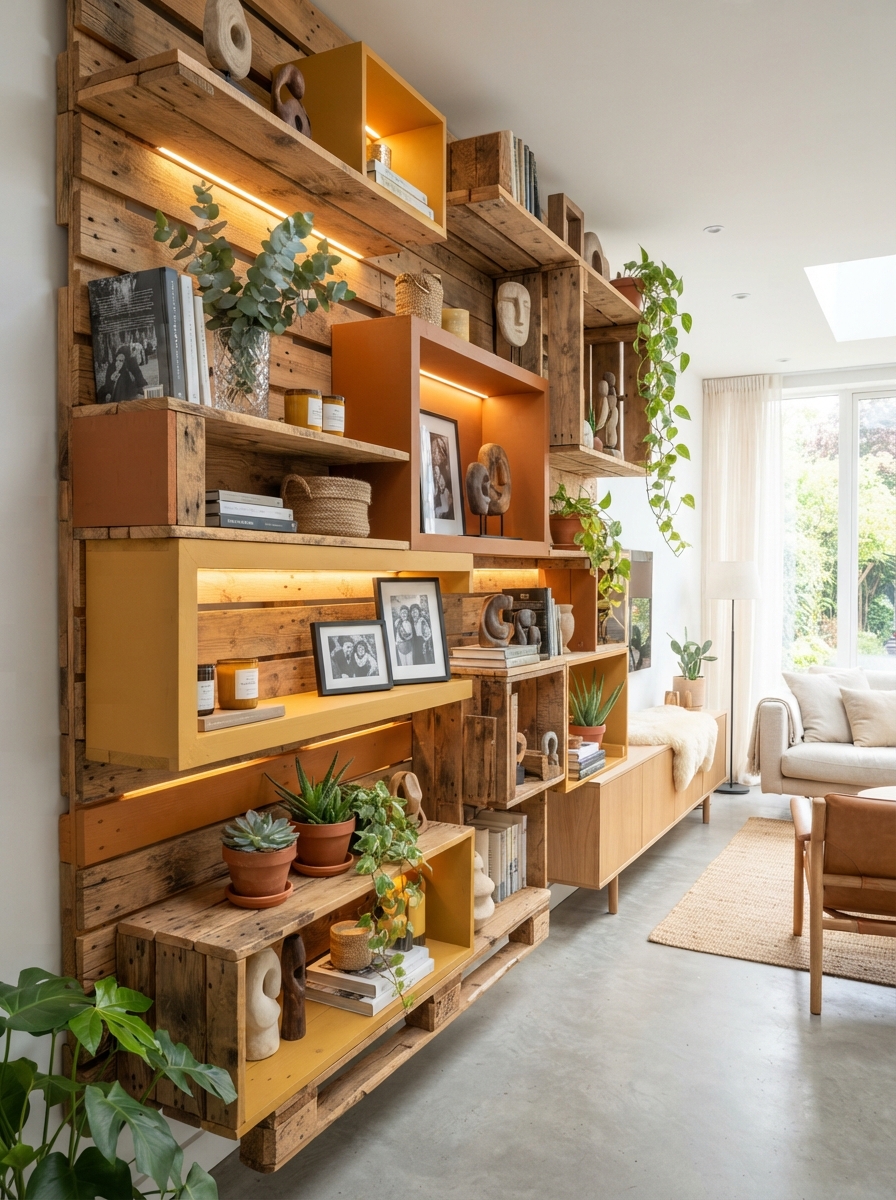 Modern Wooden Pallet Wall Shelves Creative DIY Storage & Decor Inspiration (12)