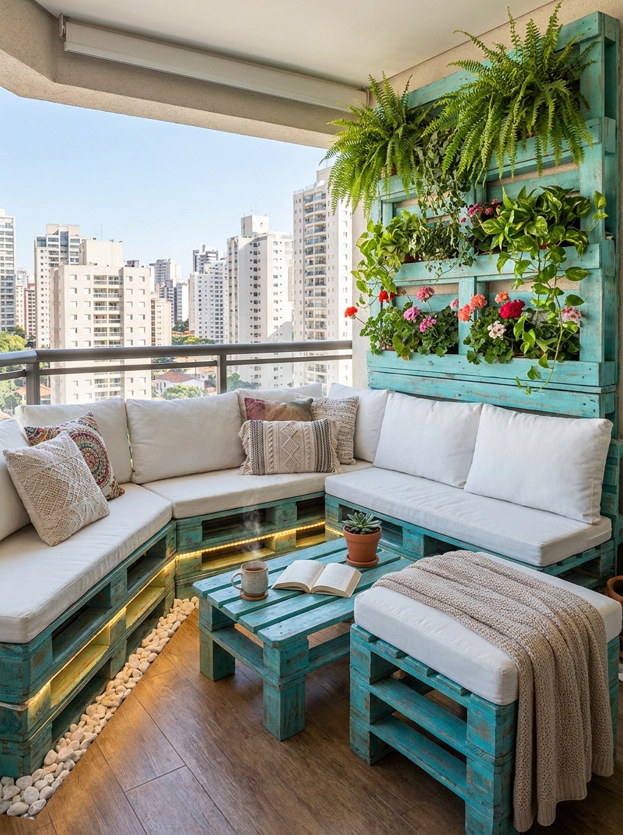 Outdoor Comfort DIY Pallet Balcony Lounge (16)