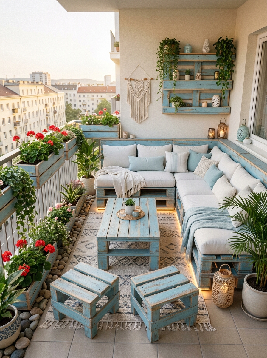Outdoor Comfort DIY Pallet Balcony Lounge (33)
