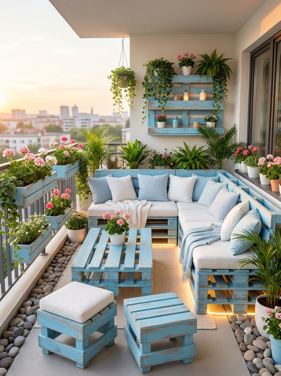 Outdoor Comfort DIY Pallet Balcony Lounge (34)