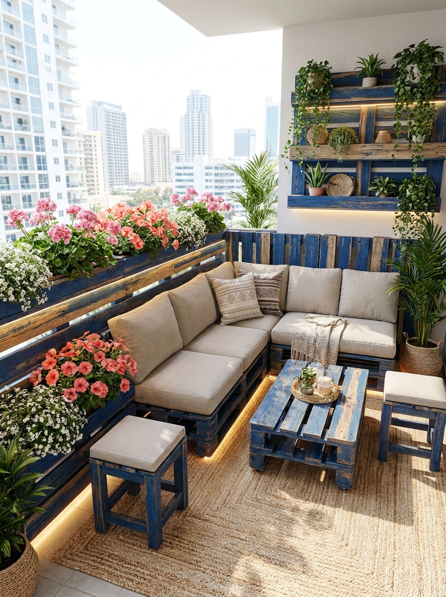 Outdoor Comfort DIY Pallet Balcony Lounge (6)