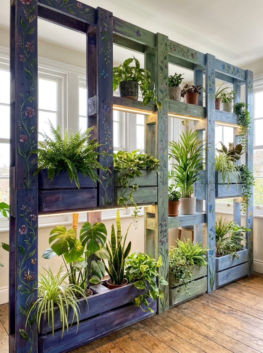 Pallet Indoor Garden Divider Ideas for a Fresh Green Home (11)