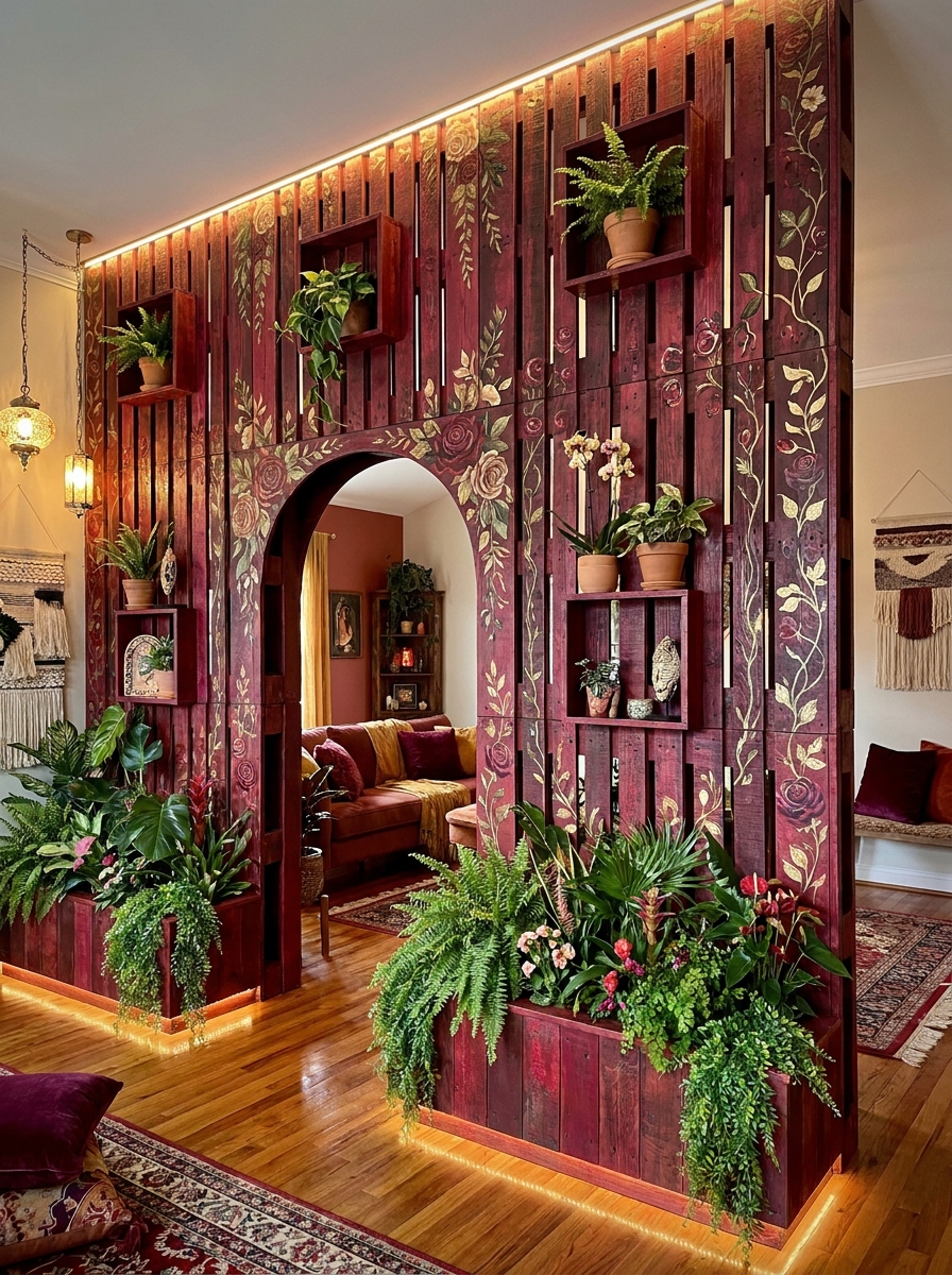 Pallet Indoor Garden Divider Ideas for a Fresh Green Home (12)