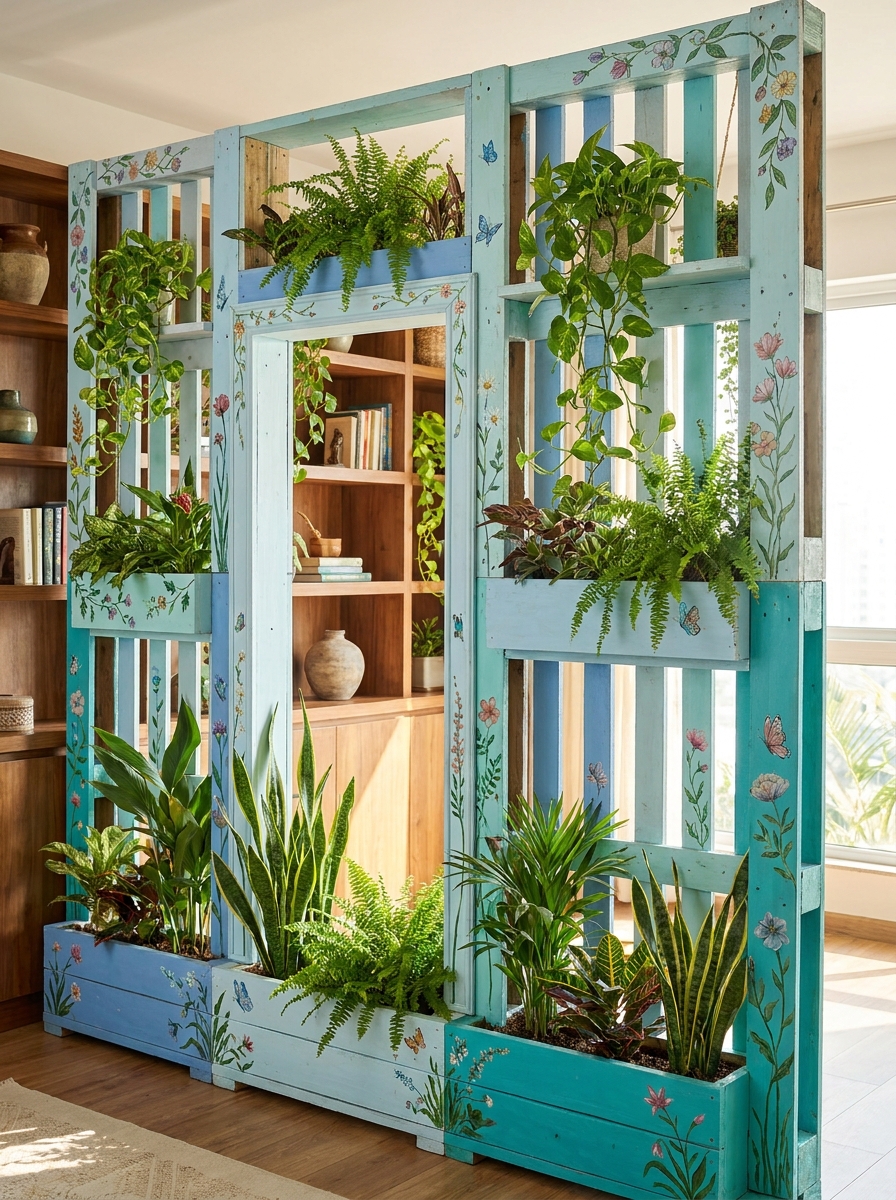 Pallet Indoor Garden Divider Ideas for a Fresh Green Home (14)