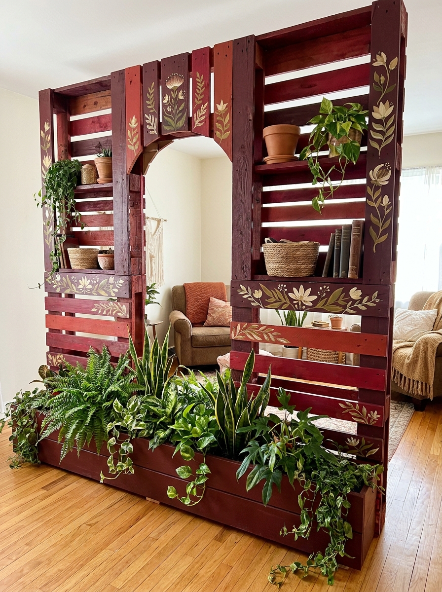 Pallet Indoor Garden Divider Ideas for a Fresh Green Home (15)