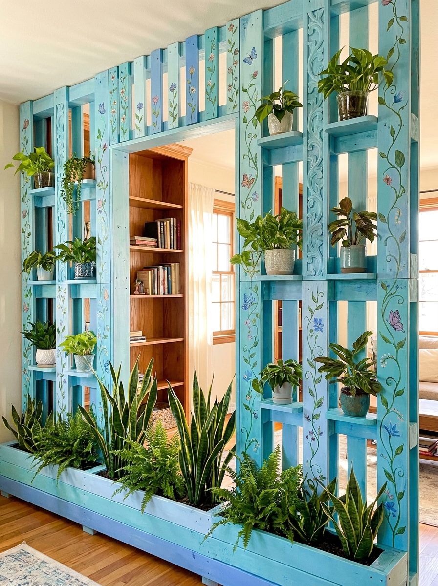 Pallet Indoor Garden Divider Ideas for a Fresh Green Home (16)