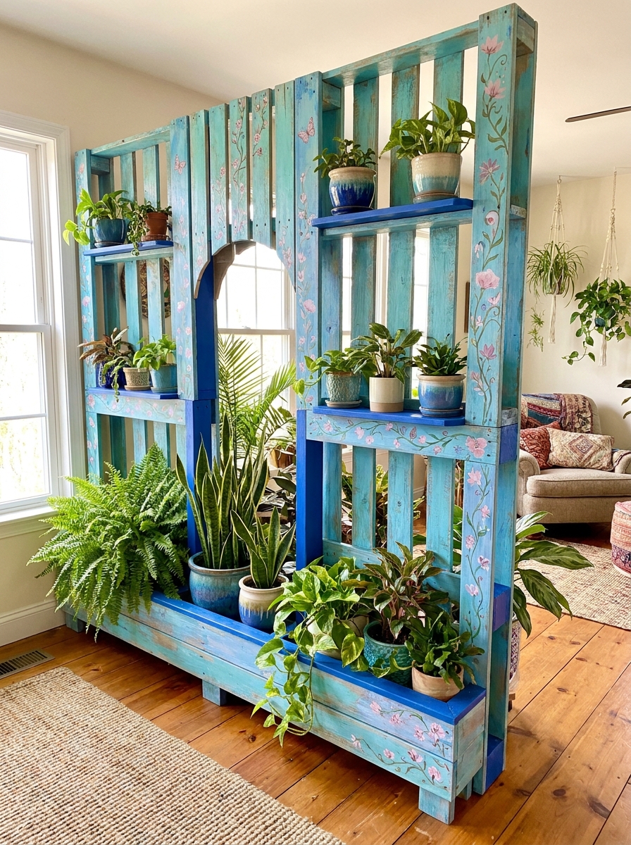 Pallet Indoor Garden Divider Ideas for a Fresh Green Home (17)