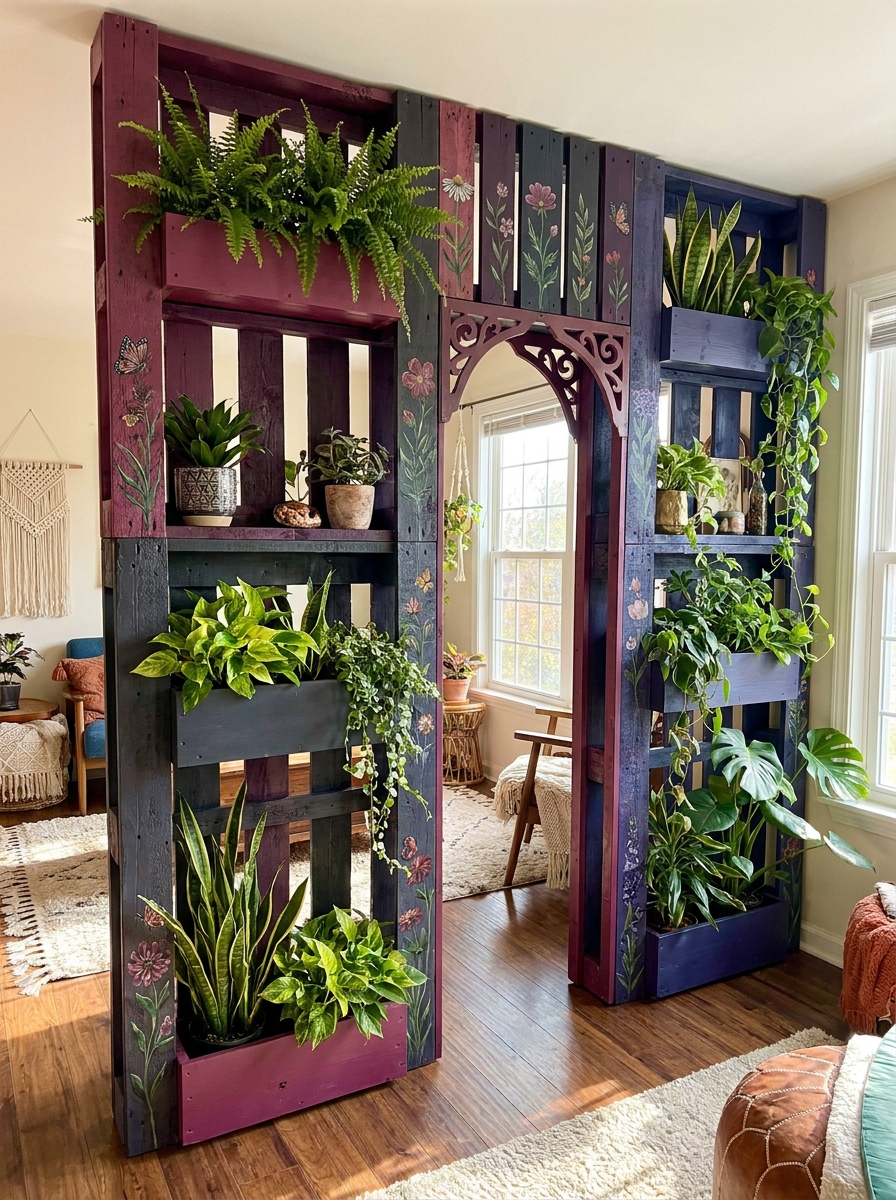 Pallet Indoor Garden Divider Ideas for a Fresh Green Home (20)
