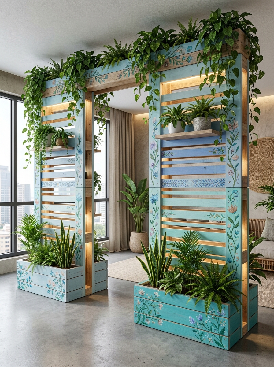 Pallet Indoor Garden Divider Ideas for a Fresh Green Home (21)