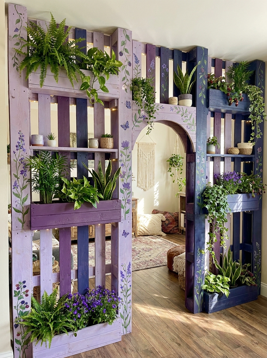 Pallet Indoor Garden Divider Ideas for a Fresh Green Home (24)