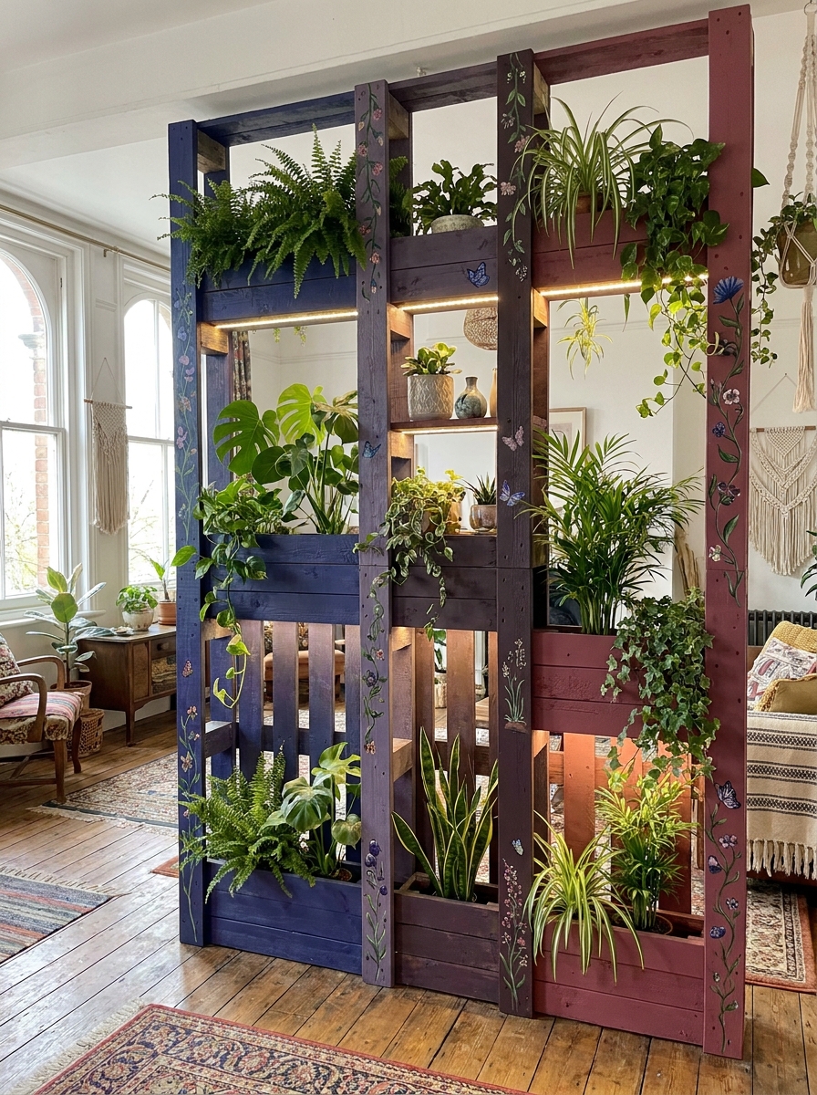 Pallet Indoor Garden Divider Ideas for a Fresh Green Home (27)