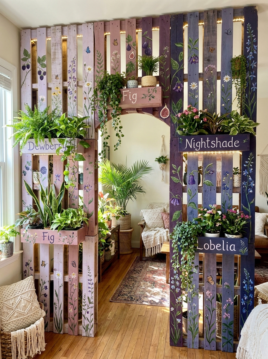 Pallet Indoor Garden Divider Ideas for a Fresh Green Home (15)