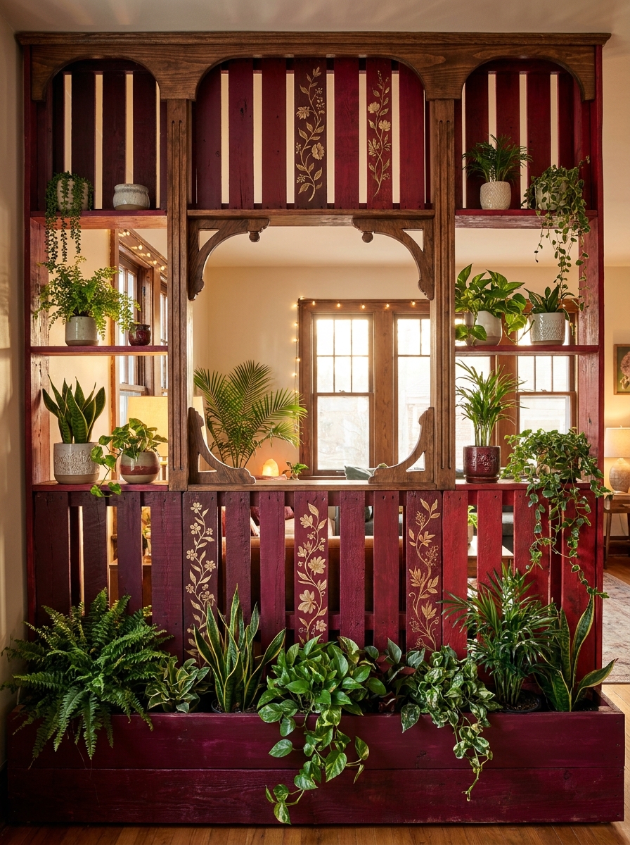 Pallet Indoor Garden Divider Ideas for a Fresh Green Home (12)