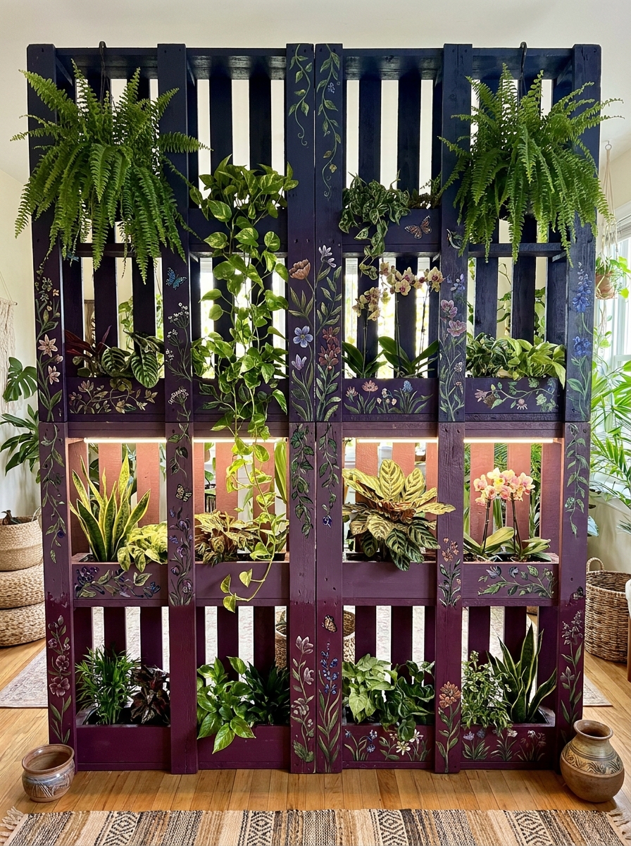 Pallet Indoor Garden Divider Ideas for a Fresh Green Home (8)